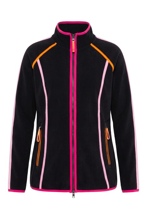 Fleece-Sweatjacke, Stehkragen, Vokuhila