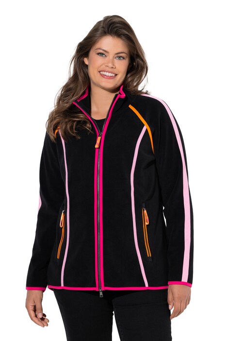 Fleece-Sweatjacke, Stehkragen, Vokuhila