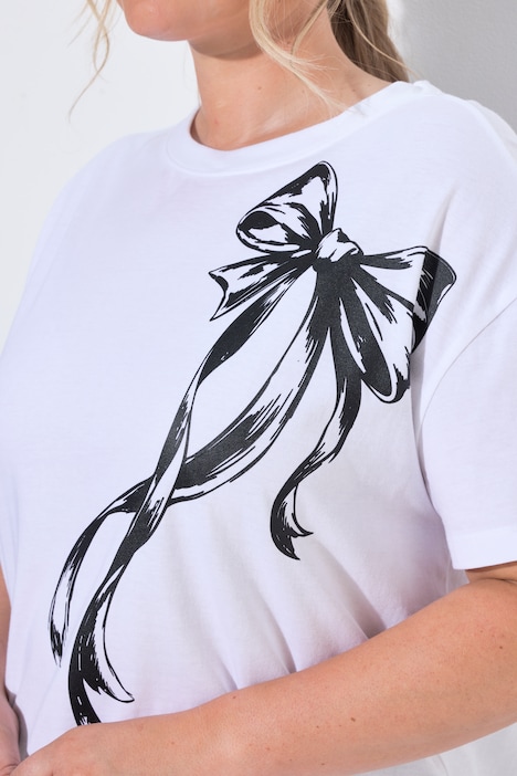 T-Shirt, Boxy Fit, Schleife, Halbarm