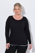 Ribbestrikket skjorte, slim fit, farget bølget kant, lange ermer