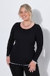 Ribbestrikket skjorte, slim fit, farget bølget kant, lange ermer