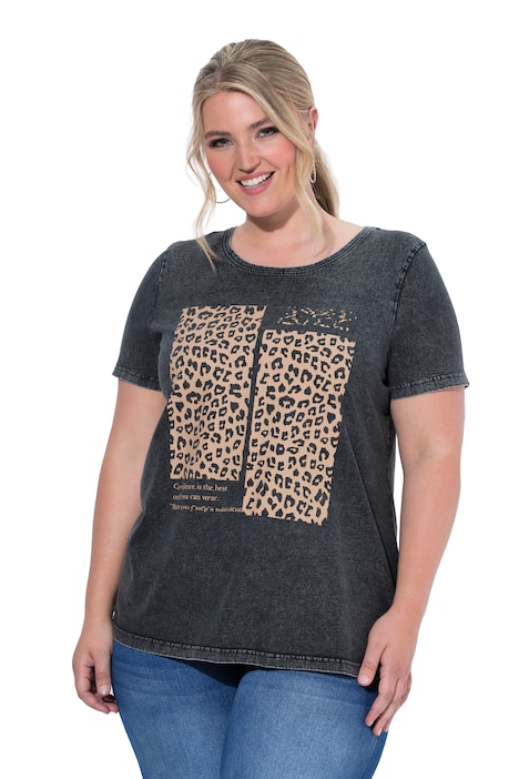 Tričko, pohodlný střih, leopardí motiv, vintage vzhled