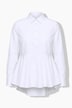 Chemise en popeline, coupe évasée, effet évasé volanté, manches longues