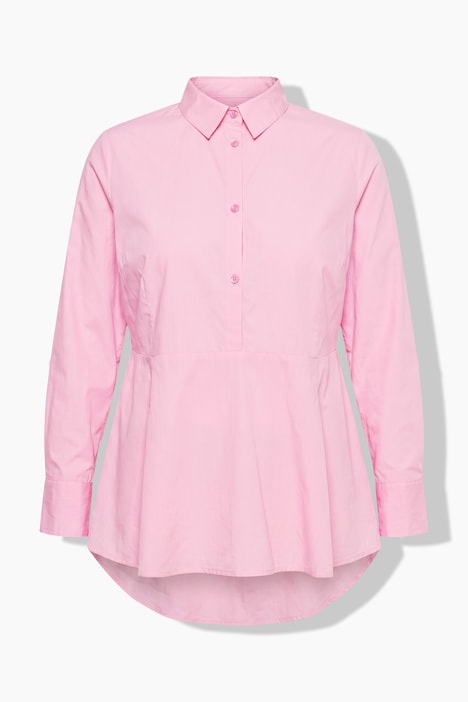 Popeline blouse, A-lijn,schootje, lange mouwen