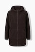 Longjacke, Teddyfleece, Kapuze, Langarm, hinten länger
