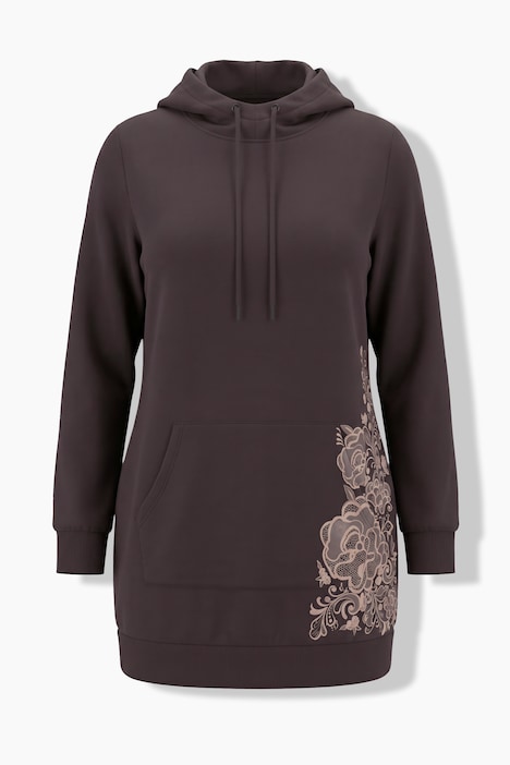 Sweat-shirt oversize, motif à fleurs, capuche et manches longues