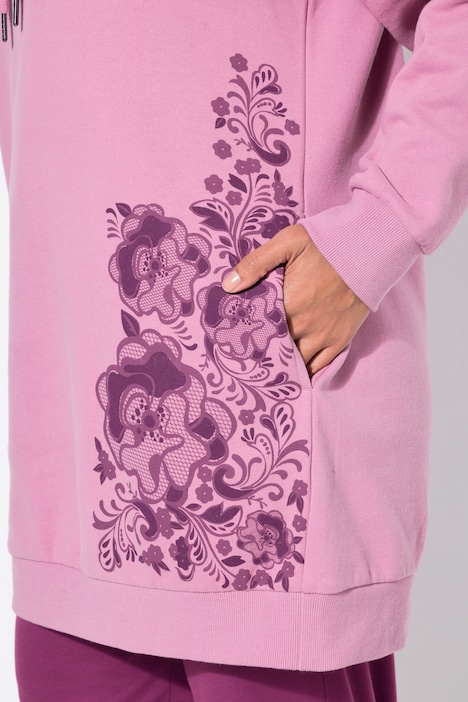 Hoodie, Blüte, Oversized, Kapuze, Langarm