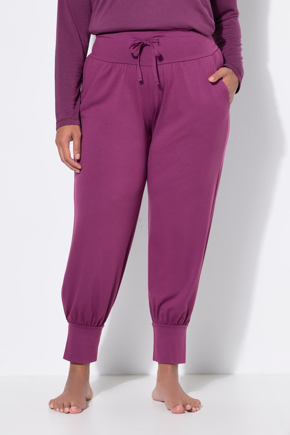 Yogabroek, wijde pijpen, elastische tailleband, koord