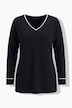 T-Shirt, Loose Fit, farbigem Piping, Langarm