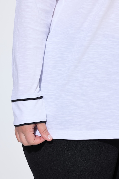 T-shirt, coupe Loose Fit, passepoil coloré, manches longues