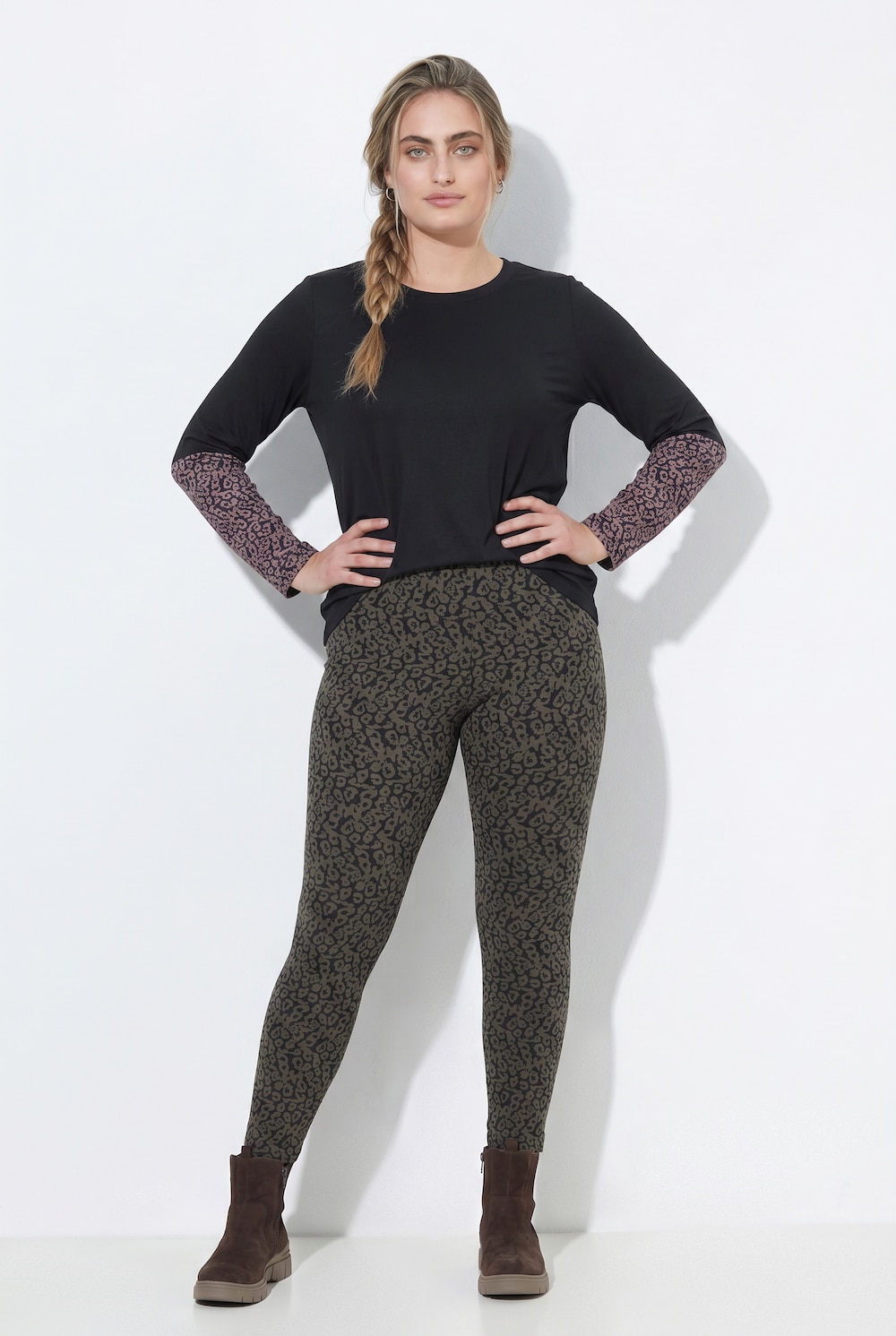 Leggings, slim fit med tryk og elastiklinning