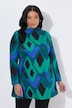 Longshirt, gemustert, A-Linie, Stehkragen, Langarm