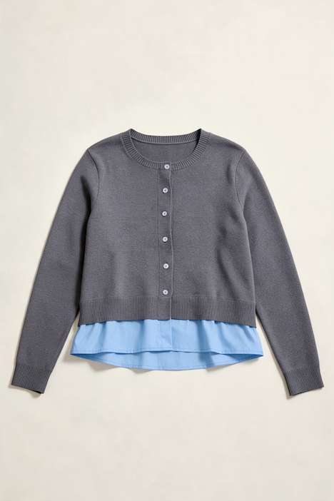 Strickjacke, Classic Fit, Websaum in Farbe, Biobaumwolle