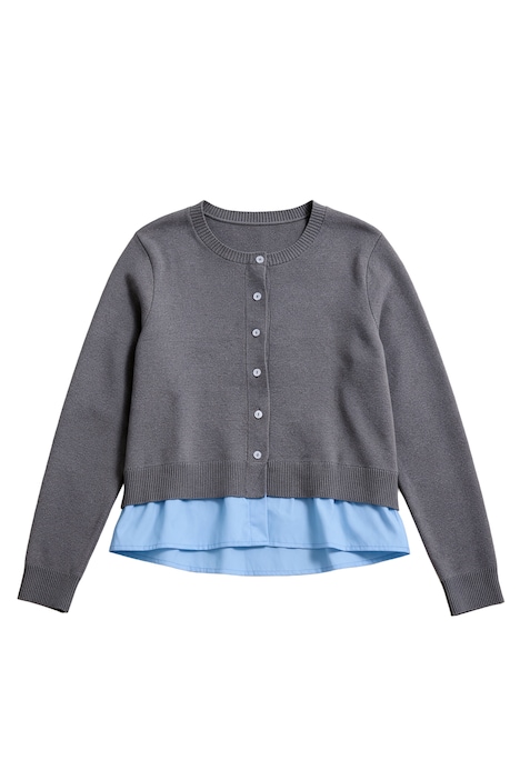 Strickjacke, Classic Fit, Websaum in Farbe, Biobaumwolle