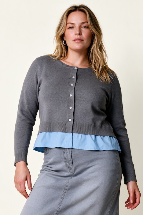 Strickjacke, Classic Fit, Websaum in Farbe, Biobaumwolle