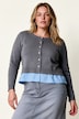 Strickjacke, Classic Fit, Websaum in Farbe, Biobaumwolle