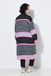 Long-Strickjacke, Ringel, ohne Verschluss, Langarm