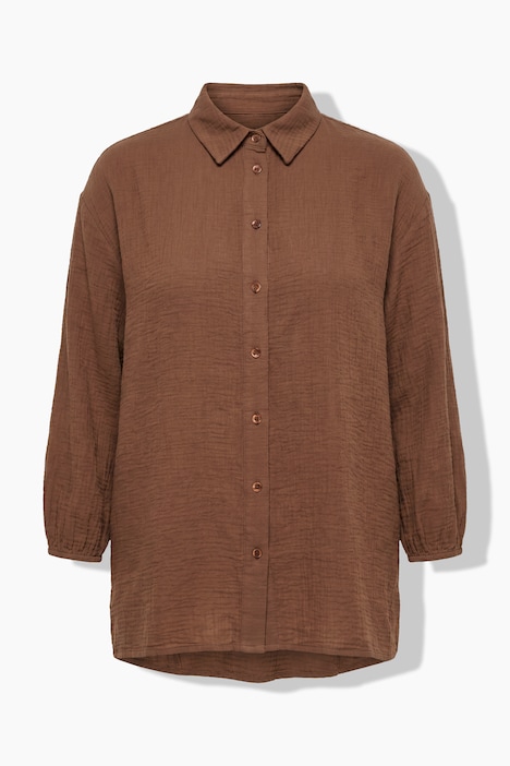 Mousseline blouse, oversized, 3/4-mouwen