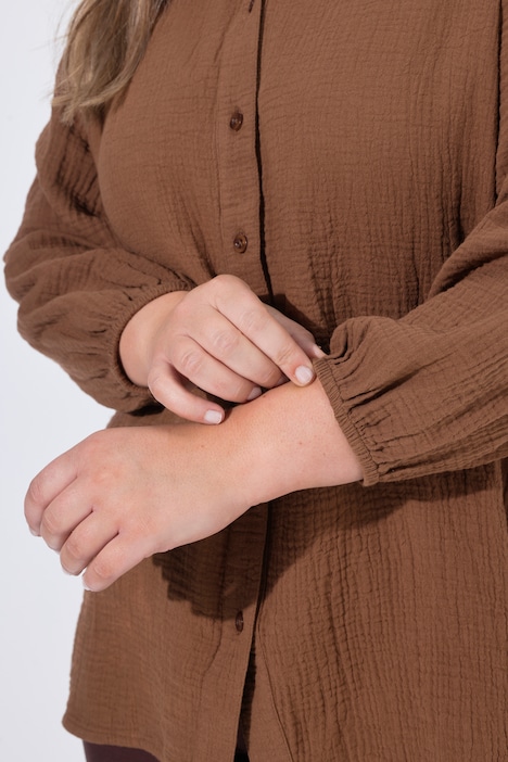 Mousseline blouse, oversized, 3/4-mouwen