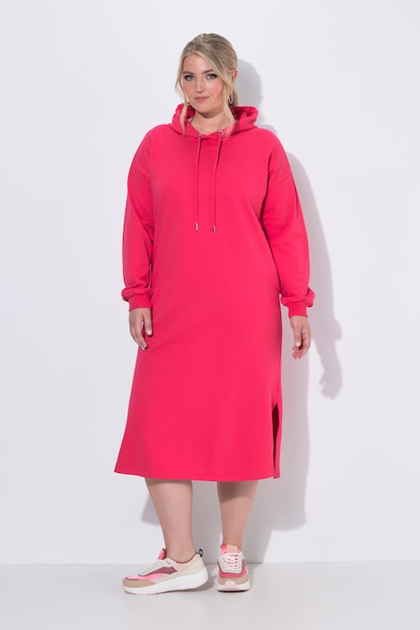 Midi-Sweatkleid, oversized, Kapuze, Seitenschlitze