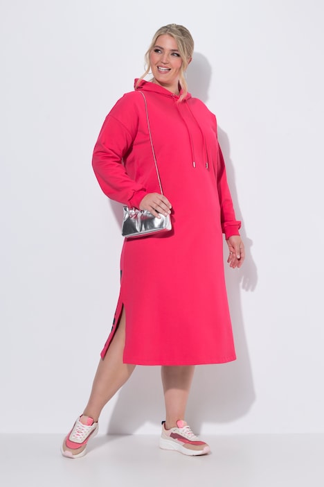 Midi-Sweatkleid, oversized, Kapuze, Seitenschlitze