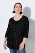 T-shirt avec rivets fantaisie, décolleté rond et manches 3/4, coupe évasée
