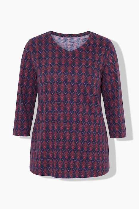 T-Shirt, bedruckt, V-Ausschnitt, 3/4-Arm