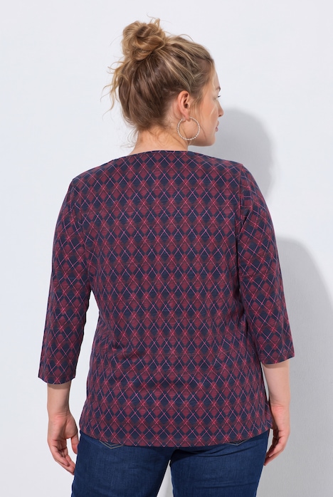 T-Shirt, bedruckt, V-Ausschnitt, 3/4-Arm