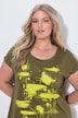 T-shirt, A-line, abstrakt print, halværmet