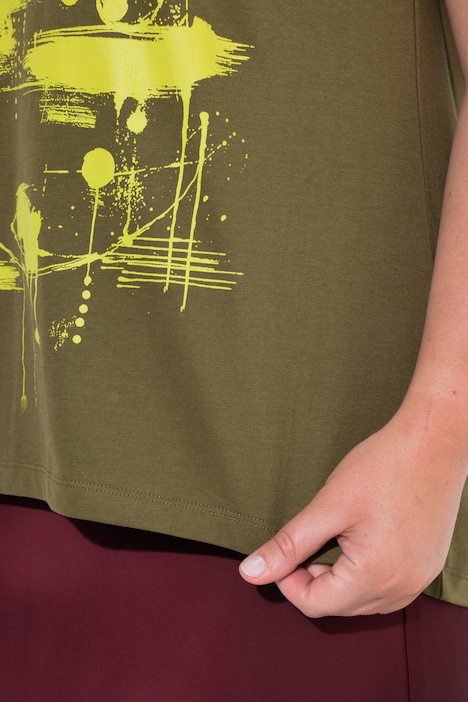 T-shirt, A-line, abstrakt print, halværmet