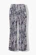Satinhose Rose, Leomuster, weites Bein, Komfortbund