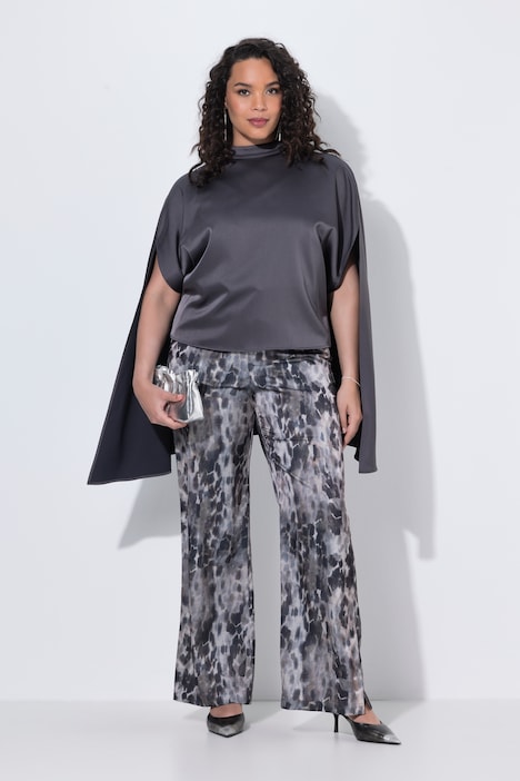 Satinhose Rose, Leomuster, weites Bein, Komfortbund