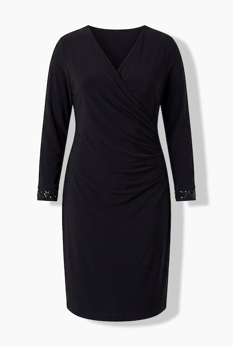 Midi-Kleid, Slim Fit, Wickeloptik, Jersey, Langarm