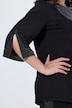 T-shirt avec strass fantaisie, décolleté rond et manches longues, coupe évasée