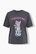 T-Shirt, Cattitude-Motiv, Boxy, Rundhals, Halbarm