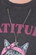 T-Shirt, Cattitude-Motiv, Boxy, Rundhals, Halbarm