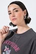 T-Shirt, Cattitude-Motiv, Boxy, Rundhals, Halbarm