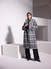 Wollmantel, Karo, Oversized, asymmetrische Knopfleiste