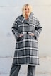 Wollmantel, Karo, Oversized, asymmetrische Knopfleiste