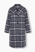 Wollmantel, Karo, Oversized, asymmetrische Knopfleiste