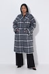 Wollmantel, Karo, Oversized, asymmetrische Knopfleiste