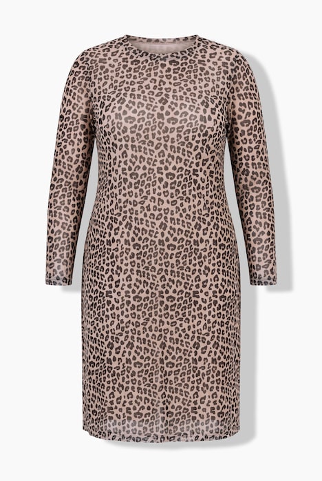 Meshkleid, Slim Fit, Leo-Muster, Jersey-Unterkleid