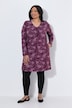 Longshirt, Blüten, A-Linie, V-Ausschnitt, Langarm