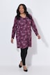 Longshirt, Blüten, A-Linie, V-Ausschnitt, Langarm