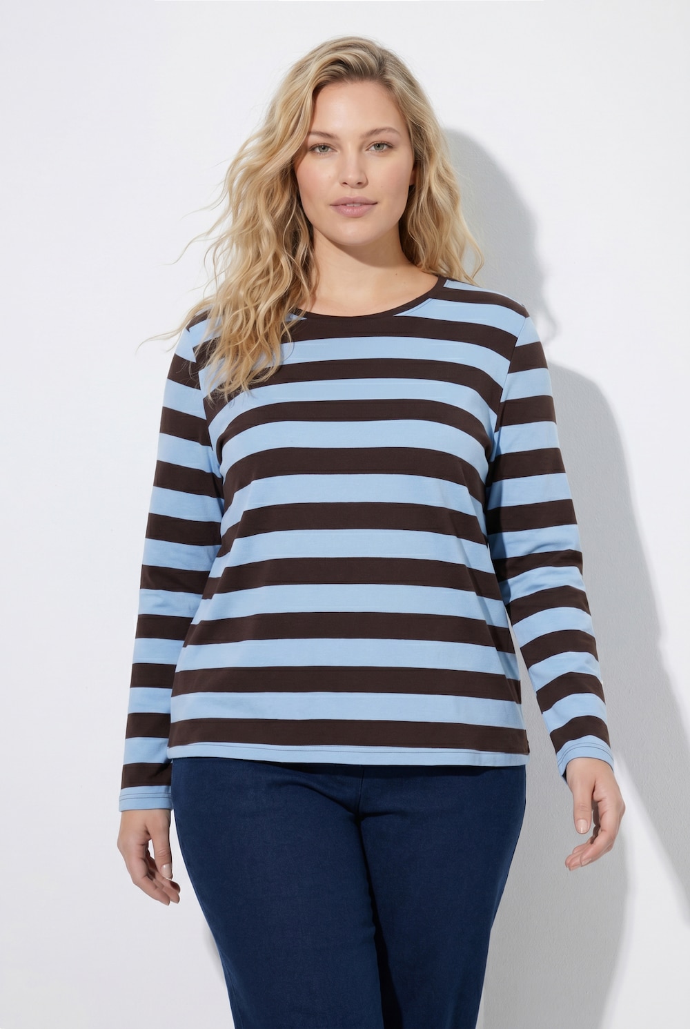 Shirt, Blockstreifen, Classic, Rundhals, Langarm
