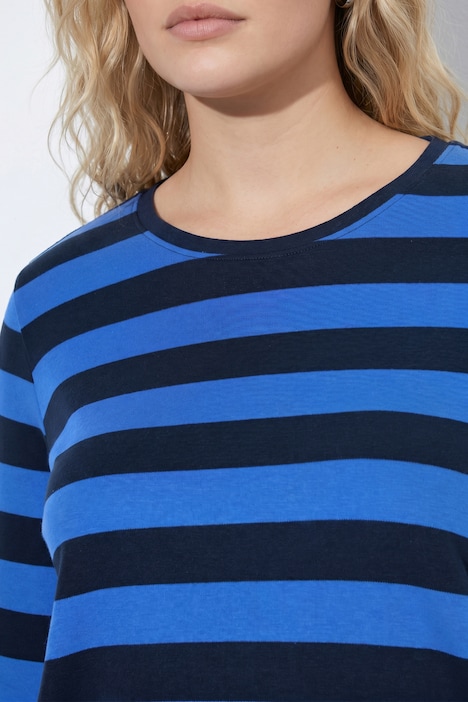 Shirt, Blockstreifen, Classic, Rundhals, Langarm