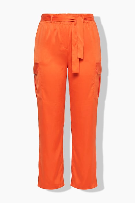 Satin-Cargohose, gerades Bein