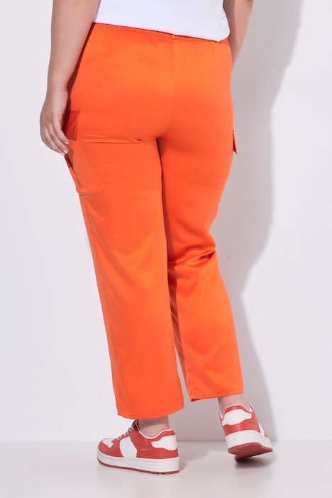 Satin-Cargohose, gerades Bein