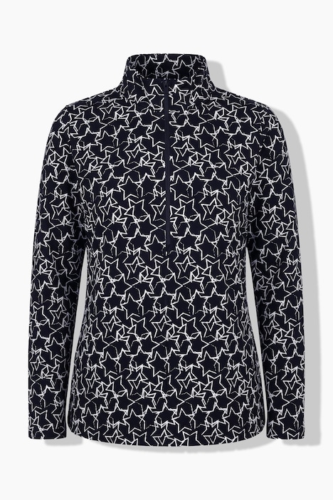 Ski-Funktionsshirt, Sterne, Troyerkragen, Langarm