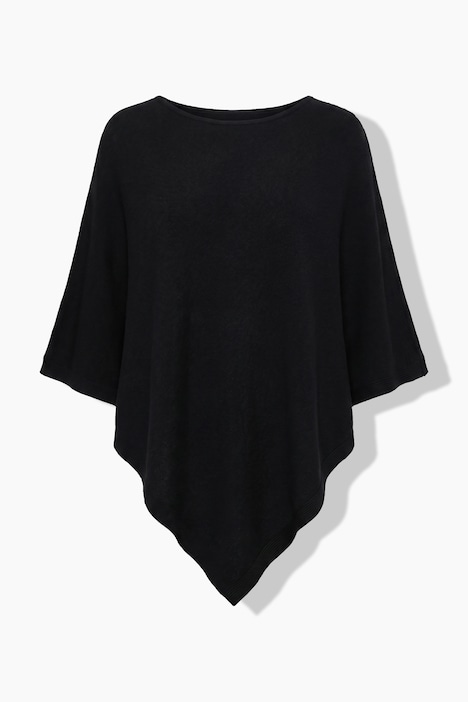 Strick-Poncho, Zipfelsaum, U-Boot-Ausschnitt